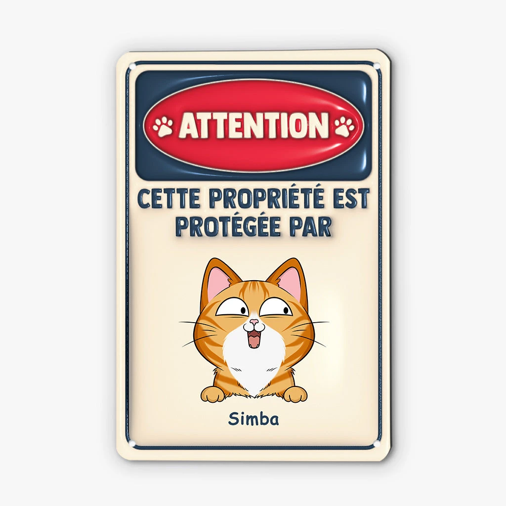 Cette Propriété Est Protégée Par Version 3D - Cadeau Personnalisé | Plaque Pour Amoureux Des Chats 1 Cette Propriété Est Protégée Par Version 3D - Cadeau Personnalisé | Plaque Pour Amoureux Des Chats