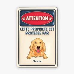 Cette Propriété Est Protégée Par Version 3D - Cadeau Personnalisé | Plaque Pour Amoureux Des Chiens