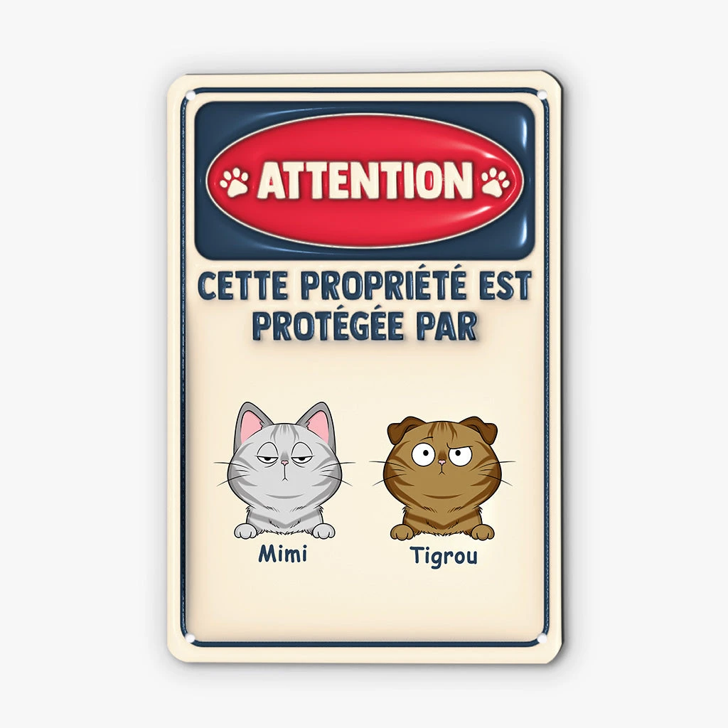 Cette Propriété Est Protégée Par Version 3D - Cadeau Personnalisé | Plaque Pour Amoureux Des Chats 2 Cette Propriété Est Protégée Par Version 3D - Cadeau Personnalisé | Plaque Pour Amoureux Des Chats – Image 2
