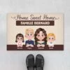 Home Sweet Home Design Cartoon - Cadeau Personnalisé | Paillasson Pour Famille