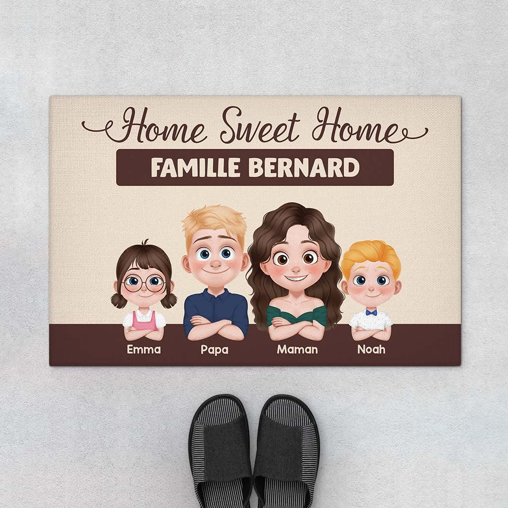 Home Sweet Home Design Cartoon - Cadeau Personnalisé | Paillasson Pour Famille 1 Home Sweet Home Design Cartoon - Cadeau Personnalisé | Paillasson Pour Famille