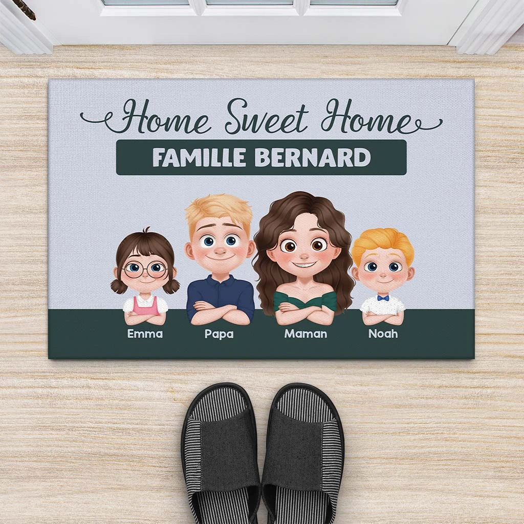 Home Sweet Home Design Cartoon - Cadeau Personnalisé | Paillasson Pour Famille 2 Home Sweet Home Design Cartoon - Cadeau Personnalisé | Paillasson Pour Famille – Image 2