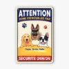 Zone Patrouillée Par Des Chiens Design Cartoon 3D - Cadeau Personnalisé | Plaque Pour Amoureux Des Animaux
