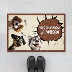 Nous Gouvernons La Maison Design Mur En Brique - Paillasson Pour Amoureux Des Chiens