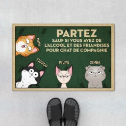Partez SaufSi Version Vert - Cadeau Personnalisé | Paillasson Pour Amoureux Des Chats