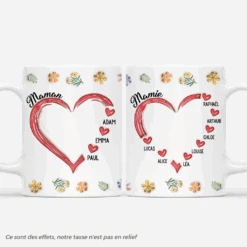 Maman Cœur Avec Fleurs 3D - Cadeau Personnalisé | Mug Pour Maman