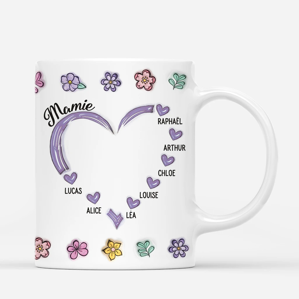 Maman Cœur Avec Fleurs 3D - Cadeau Personnalisé | Mug Pour Maman 3 Maman Cœur Avec Fleurs 3D - Cadeau Personnalisé | Mug Pour Maman – Image 3