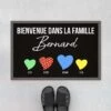 Paillasson Bienvenue À Famille Avec Cœur Coloré Personnalisé
