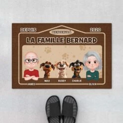 Bienvenue Chez Nous Depuis Design Cartoon - Cadeau Personnalisé | Paillasson Pour Amoureux Des Chiens