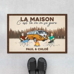 La Maison, C'est Là Où On Se Gare - Cadeau Personnalisé | Paillasson Pour Couple