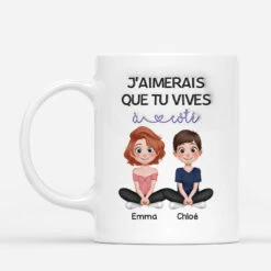 Vivre À Côté Design Cartoon Simple - Mug Meilleure Amie Personnalisé