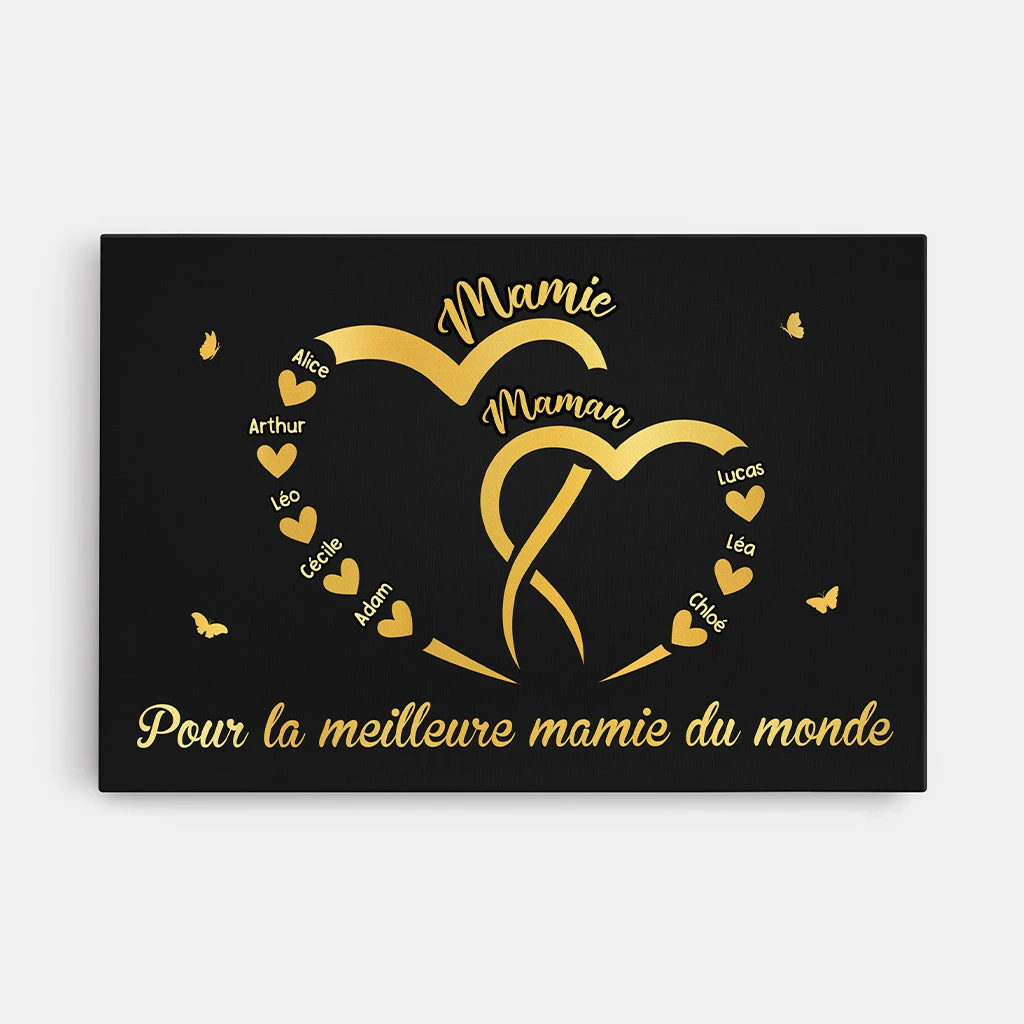 Pour La Meilleure Mamie Avec Cœur D'Or - Toile Personnalisable 1 Pour La Meilleure Mamie Avec Cœur D'Or - Toile Personnalisable