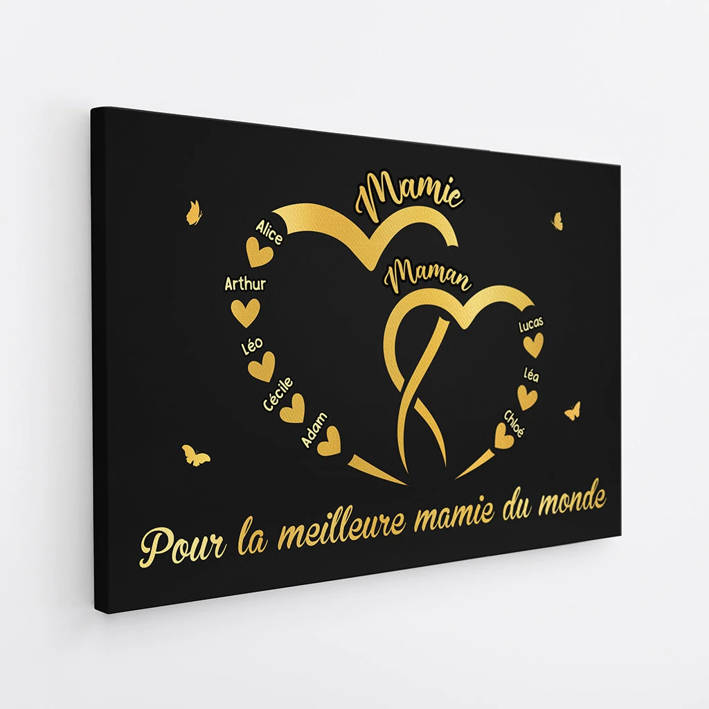 Pour La Meilleure Mamie Avec Cœur D'Or - Toile Personnalisable 2 Pour La Meilleure Mamie Avec Cœur D'Or - Toile Personnalisable – Image 2