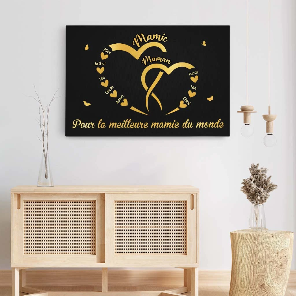 Pour La Meilleure Mamie Avec Cœur D'Or - Toile Personnalisable 3 Pour La Meilleure Mamie Avec Cœur D'Or - Toile Personnalisable – Image 3