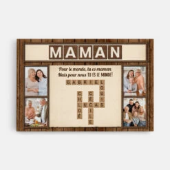 Tu Es Le Monde Avec Photos Et Mots-Croisés - Toile Personnalisée Mamie