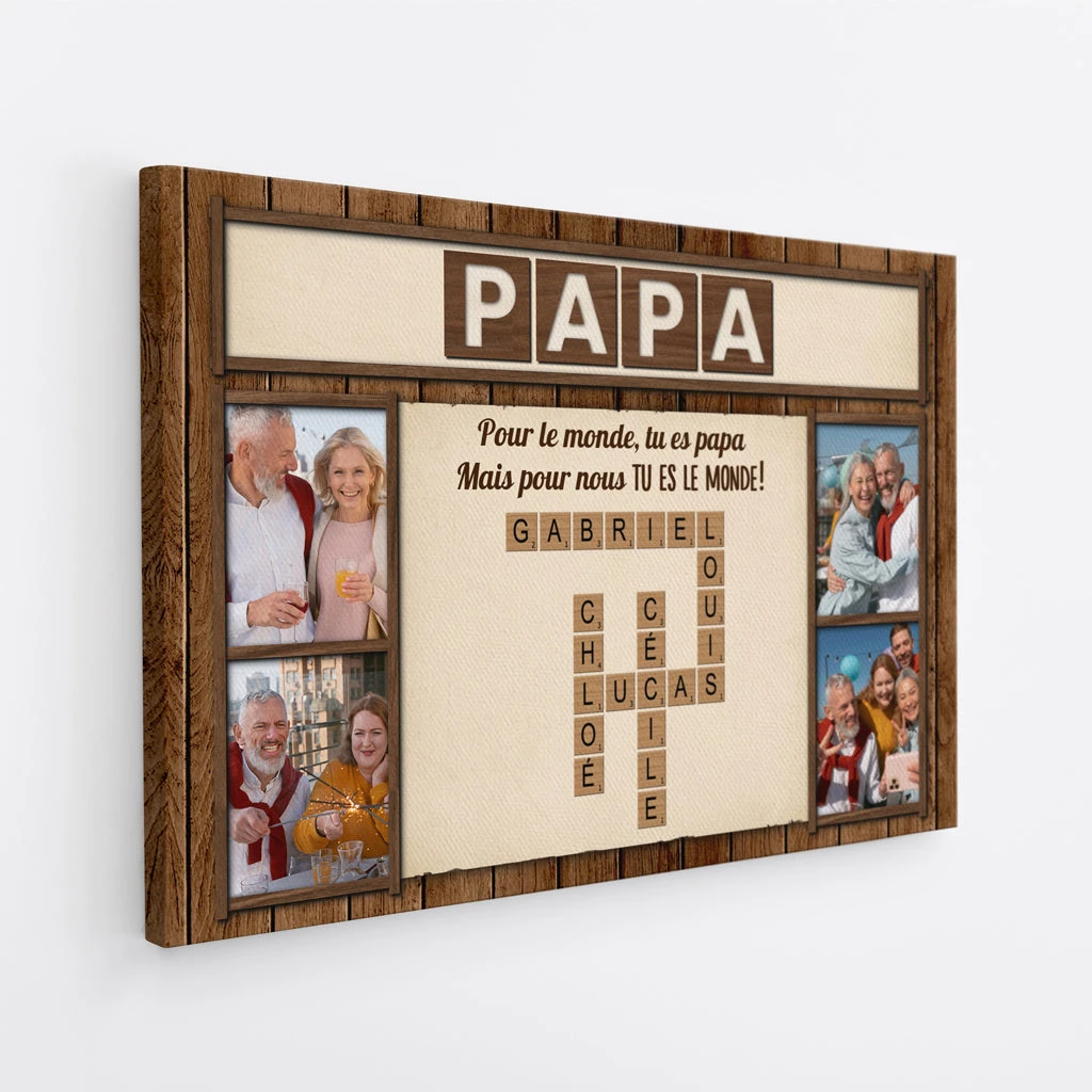 Tu Es Le Monde Avec Photos Et Mots-Croisés - Toile Personnalisée Mamie 2 Tu Es Le Monde Avec Photos Et Mots-Croisés - Toile Personnalisée Mamie – Image 2