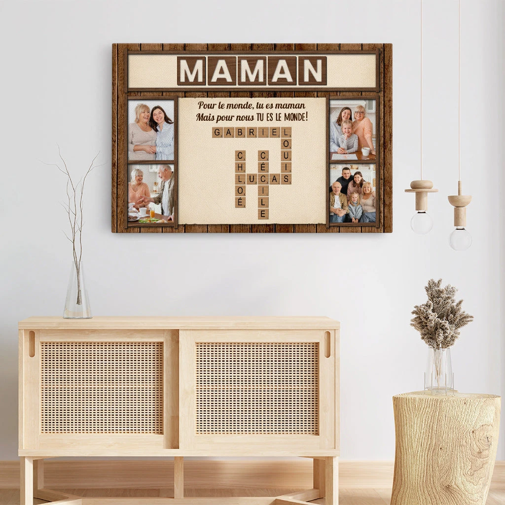 Tu Es Le Monde Avec Photos Et Mots-Croisés - Toile Personnalisée Mamie 3 Tu Es Le Monde Avec Photos Et Mots-Croisés - Toile Personnalisée Mamie – Image 3