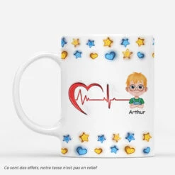 Mon Enfant Avec Cœurs Et Étoiles 3D - Mug Personnalisé Famille