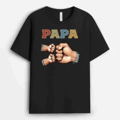T-shirt Papa Coloré Avec Poings Authentiques Personnalisé
