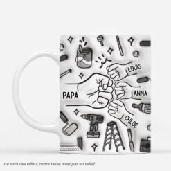 Mug Papa Bricoleur Avec Poings Monochrome 3D Personnalis