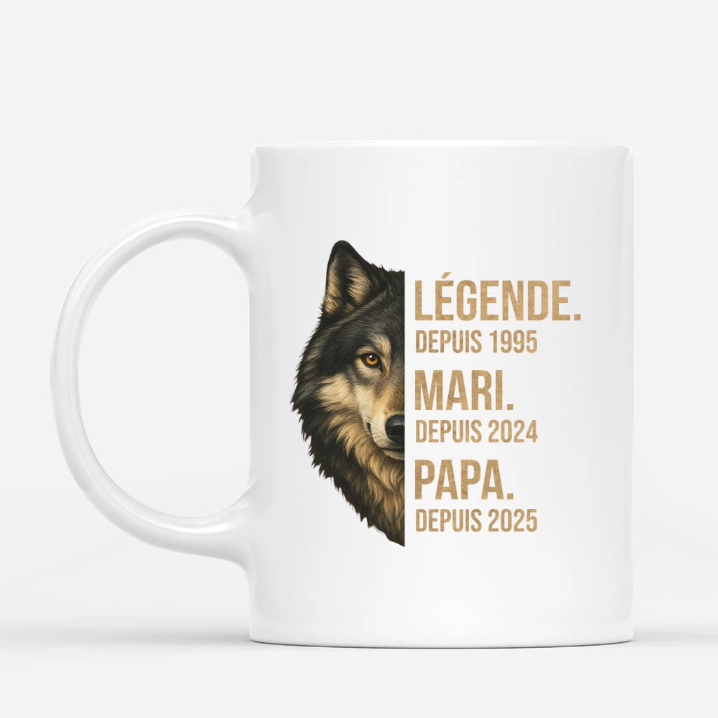 Légende, Mari, Papa Loup - Mug Personnalisé Papa 1 Légende, Mari, Papa Loup - Mug Personnalisé Papa