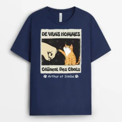 Les Vrais Hommes Câlinent Des Chats Avec Poings - Tee Shirt Personnalisé Chat -Vivelamode Soldes Magasin 4907AFR2 tee shirt personnalise chat les vrais hommes calinent des chats poings 4907a8m3d