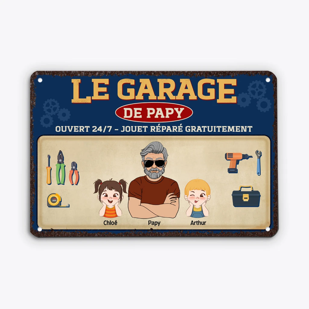 Le Garage De Papa Bricoleur Cool - Plaque En Métal Personnalisée 2 Le Garage De Papa Bricoleur Cool - Plaque En Métal Personnalisée – Image 2