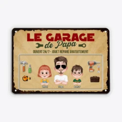 Le Garage À Papa Vintage Design Cartoon - Plaque En Métal Personnalisée Humour