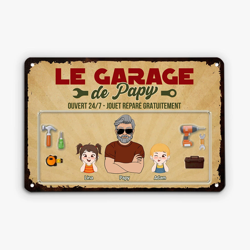 Le Garage De Papa Cool Vintage - Plaque En Métal Personnalisée Pour Papa 1 Le Garage De Papa Cool Vintage - Plaque En Métal Personnalisée Pour Papa