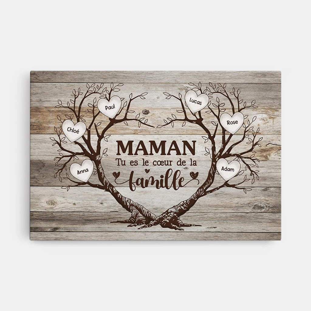 Tu Es Le Cœur De La Famille - Cadeau Personnalisé | Toile Pour Maman 1 Tu Es Le Cœur De La Famille - Cadeau Personnalisé | Toile Pour Maman
