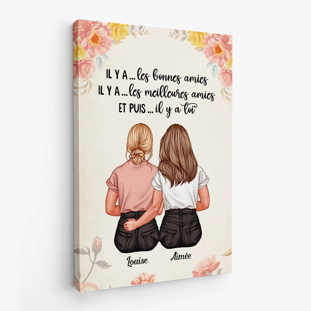 Il Y A Toi Avec Fleurs - Cadeau Personnalisé | Toile Pour Meilleure Amie 2 Il Y A Toi Avec Fleurs - Cadeau Personnalisé | Toile Pour Meilleure Amie – Image 2