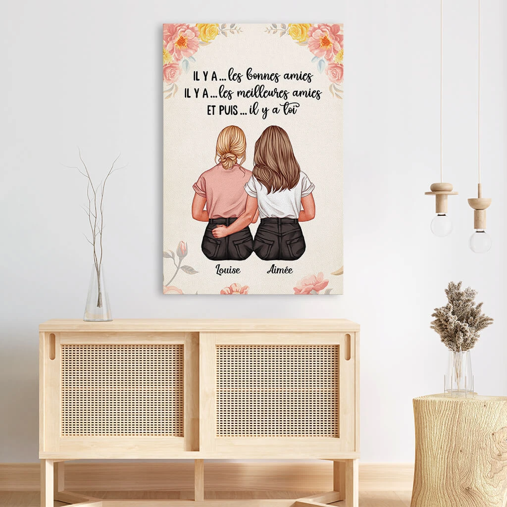 Il Y A Toi Avec Fleurs - Cadeau Personnalisé | Toile Pour Meilleure Amie 3 Il Y A Toi Avec Fleurs - Cadeau Personnalisé | Toile Pour Meilleure Amie – Image 3
