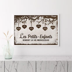 Les Petits-Enfants Rendent La Vie Merveilleuse - Affiche Famille Personnalisé -Vivelamode Soldes Magasin FR 0405S4