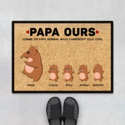 Papa Ours Papi Ours - Cadeau Personnalisé | Paillasson Pour Papa/Papi