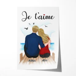 Je T'aime - Cadeau Personnalisé | Poster Pour Couples/Amoureux