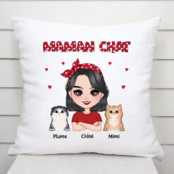 Coussin Maman Chat Chibi Personnalisé Pour Fan De Chat