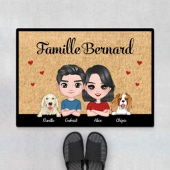 Bienvenue à Famille - Cadeau Personnalisé | Paillasson Pour Amoureux Des Chiens