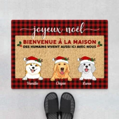Paillasson Bienvenue À La Maison Avec Chien Personnalisé Noel