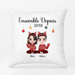 Ensemble Depuis - Cadeau Personnalisé | Coussin Pour Couples Noël