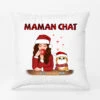 Coussin Maman Chat Noël Personnalisé Pour Fan De Chat