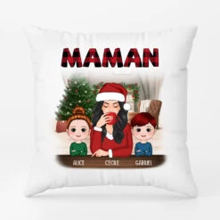 Dessin Maman Et Enfants - Coussin Personnalisé Noël