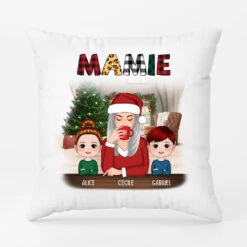 Dessin Maman Et Enfants - Coussin Personnalisé Noël -Vivelamode Soldes Magasin FR 0559P3