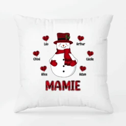 Mamie Bonhomme De Neige - Coussin De Noël Personnalisé
