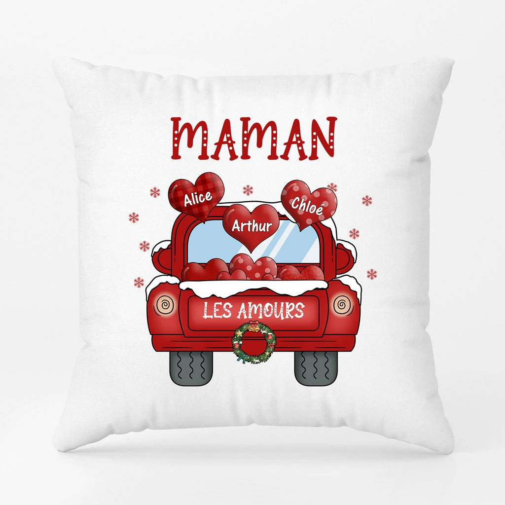 Maman Et Sa Voiture - Coussin De Noël Personnalisé 1 Maman Et Sa Voiture - Coussin De Noël Personnalisé