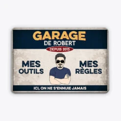 Garage De Papi Papa - Cadeau Personnalisé I Plaque De Porte Pour Papi Papa