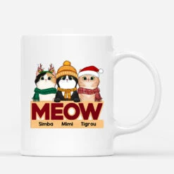 Meow - Cadeau Personnalisé | Mug Pour Amoureux Des Chats Noël