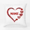 Maman Et Les Coeurs Rouges - Coussin Prénom Personnalisé