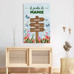 Toile Le Jardin De Mamie Avec Panneau Directionnel Personnalisée -Vivelamode Soldes Magasin FR 0743C5