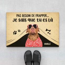 Pas Besoin De Frapper Version Portrait De Chien - Cadeau Personnalisé | Paillasson Pour Amoureux Des Animaux