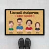 Chaleureusement Accueilli Serait Exagéré Avec Visages - Cadeau Personnalisé | Paillasson Humour